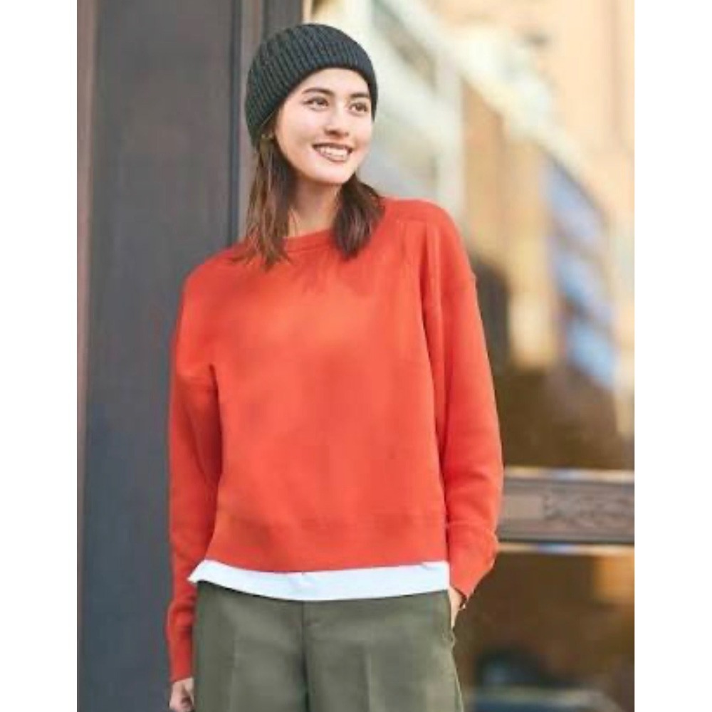 Uniqlo :C Womens Red 100% Cotton Smooth Crewneck Sweater Large 462970